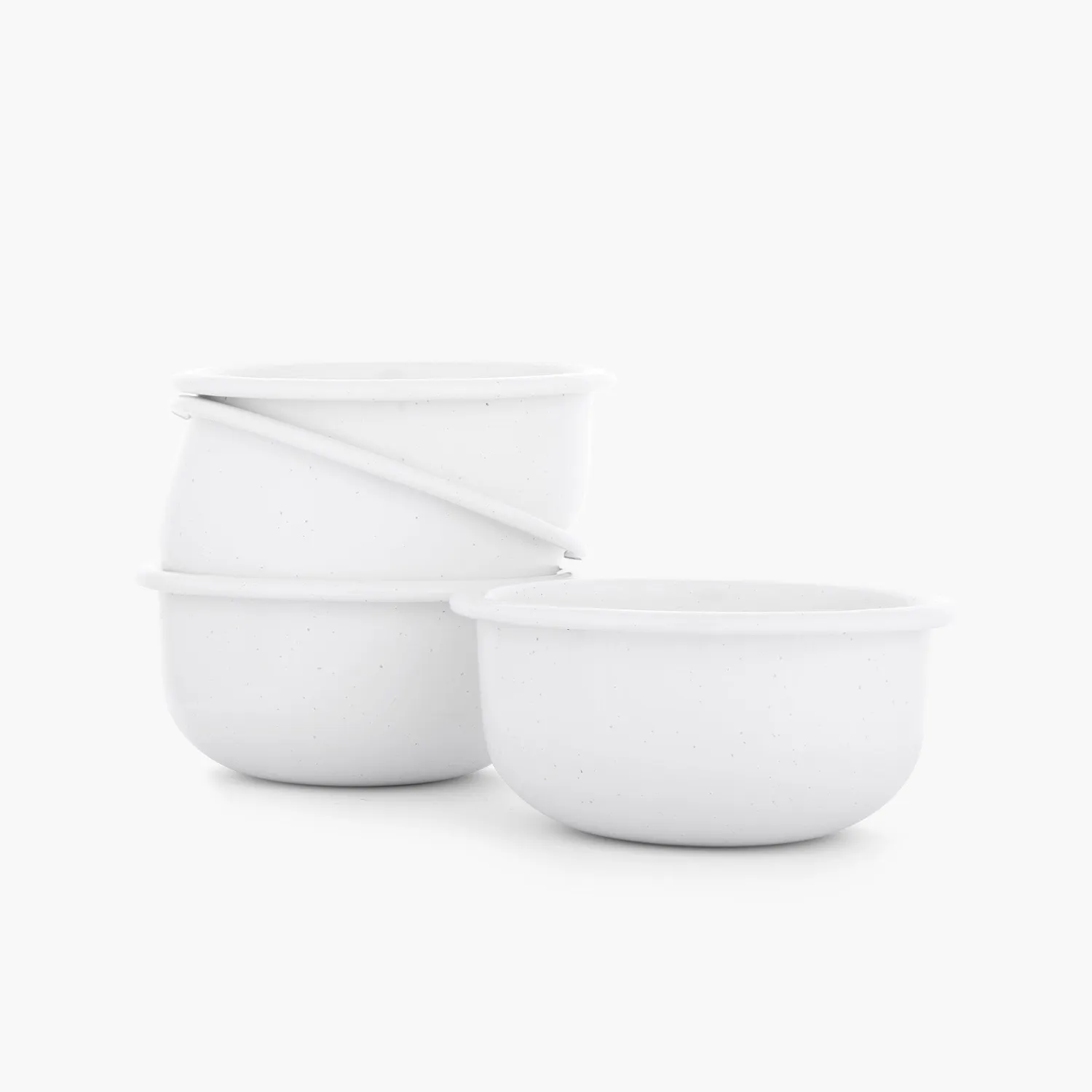 Bare Bones Living Rolled Enamelware Side Bowl Set soft white 2-delig