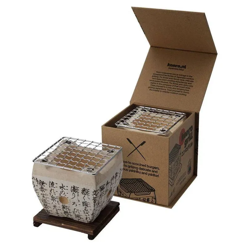 Konro grill binnen 12 cm diatomiet 2 spiesen