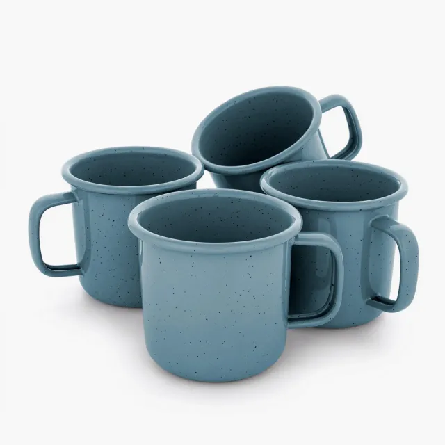 Bare Bones Living Rolled Enamelware Mokken Smoky Blue