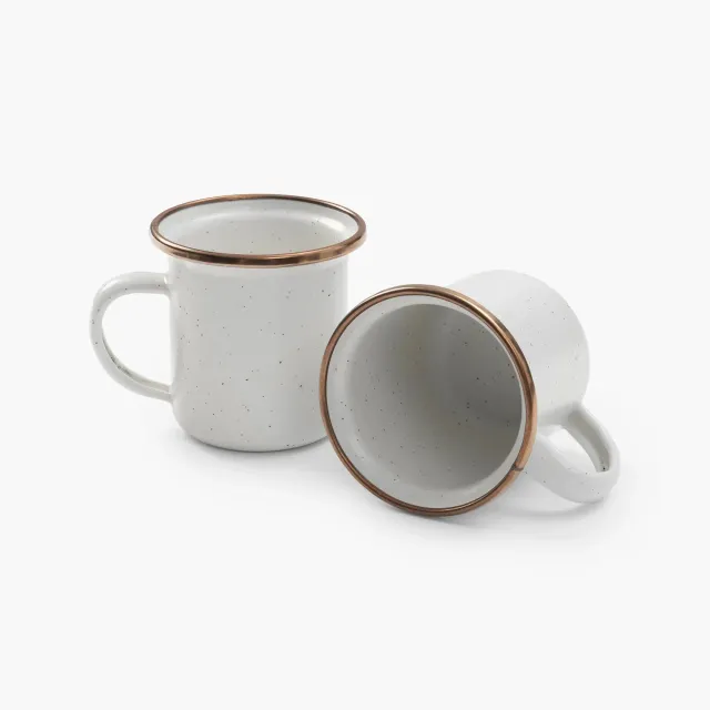 Bare Bones Living Enamel Espresso kopjes set 2-delig eggshell
