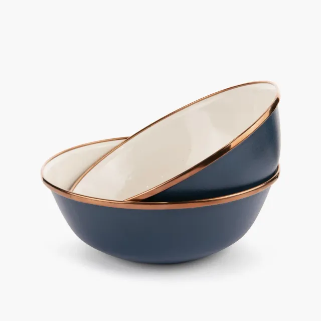 Bare Bones Living Enamel 2-Tone kommenset indigo blue 2-delig
