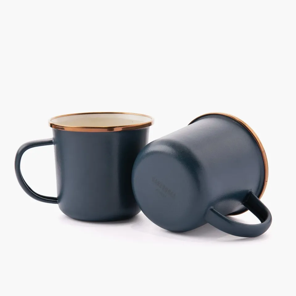 Bare Bones Enamel 2-Tone Mok Indigo Blue 2 stuks emaille