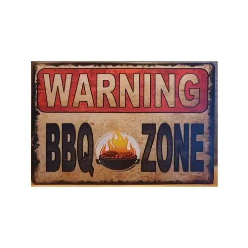 Sartons BBQ wandbord Warning BBQ zone 30x20cm blik