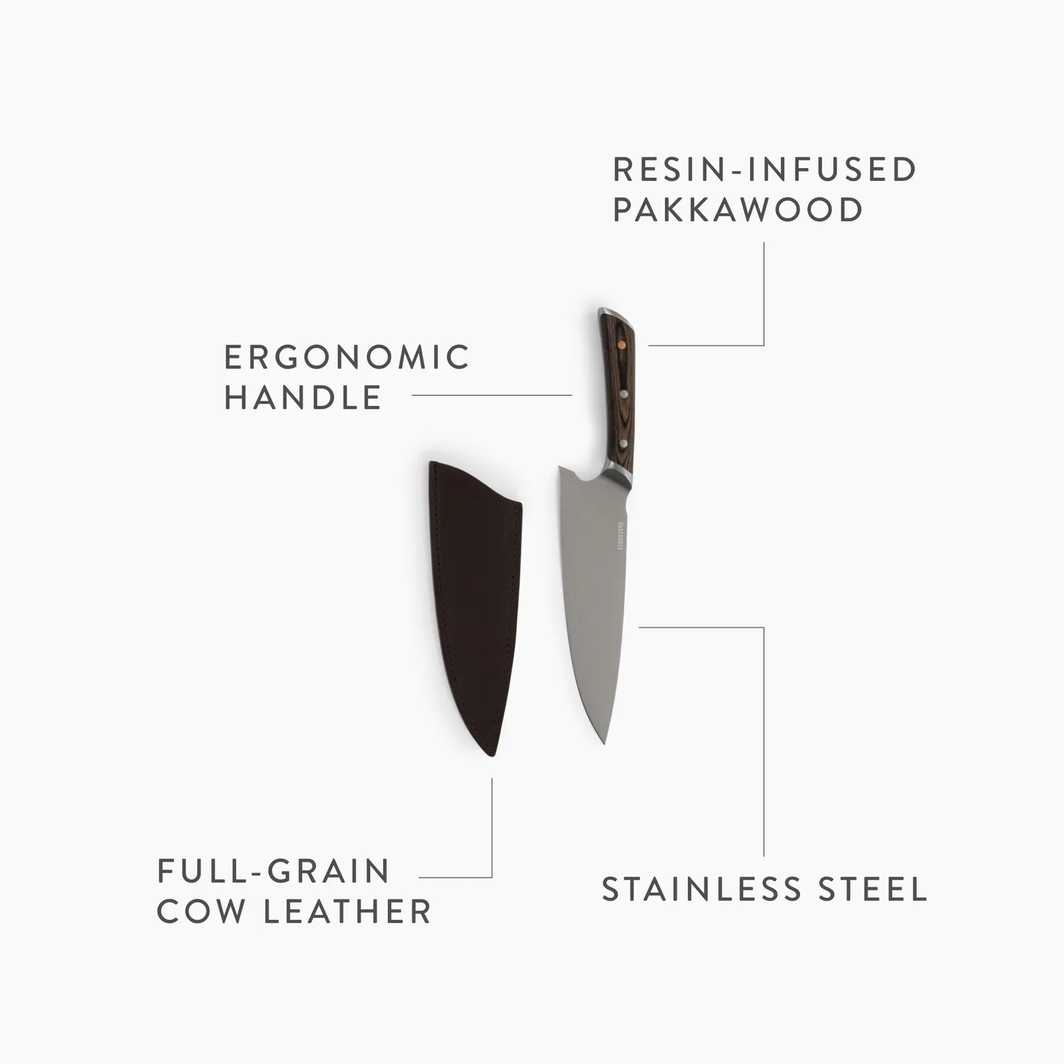Bare Bones Living No. 8 Chef Knife koksmes pakkahout