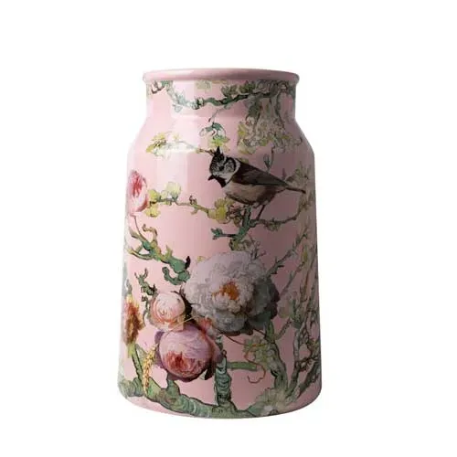 Sartons Melkbus vaas Bosvogels roze 30 cm keramiek
