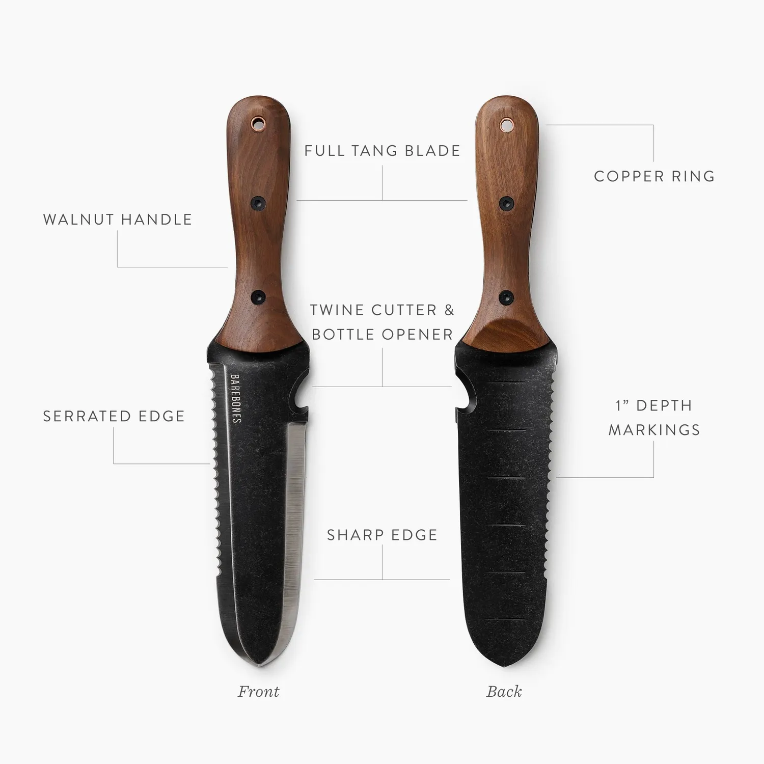 Bare Bones Living Hori Hori Classic tuinmes walnoot