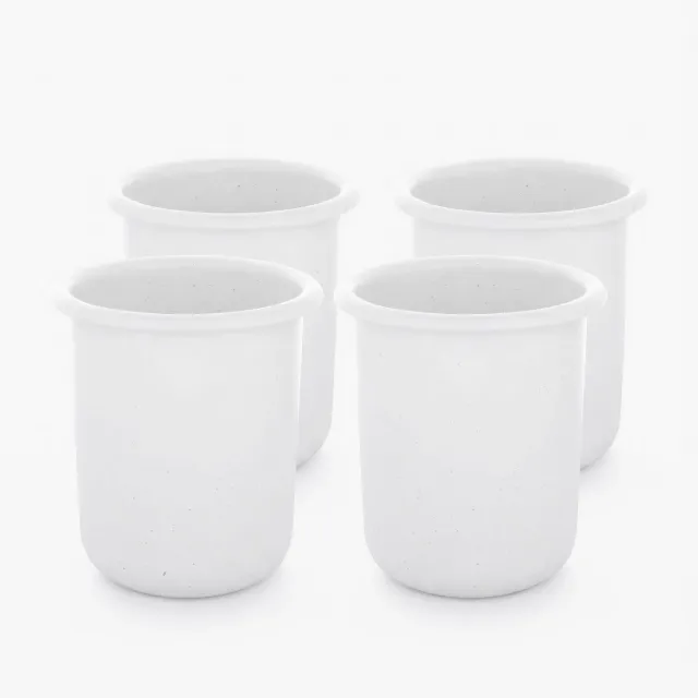 Bare Bones Living Rolled Enamelware mokkenset soft white