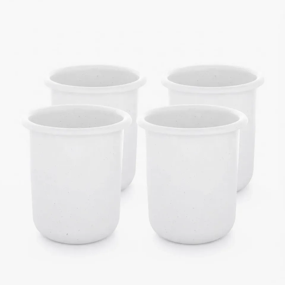 Bare Bones Living Rolled Enamelware mokkenset soft white