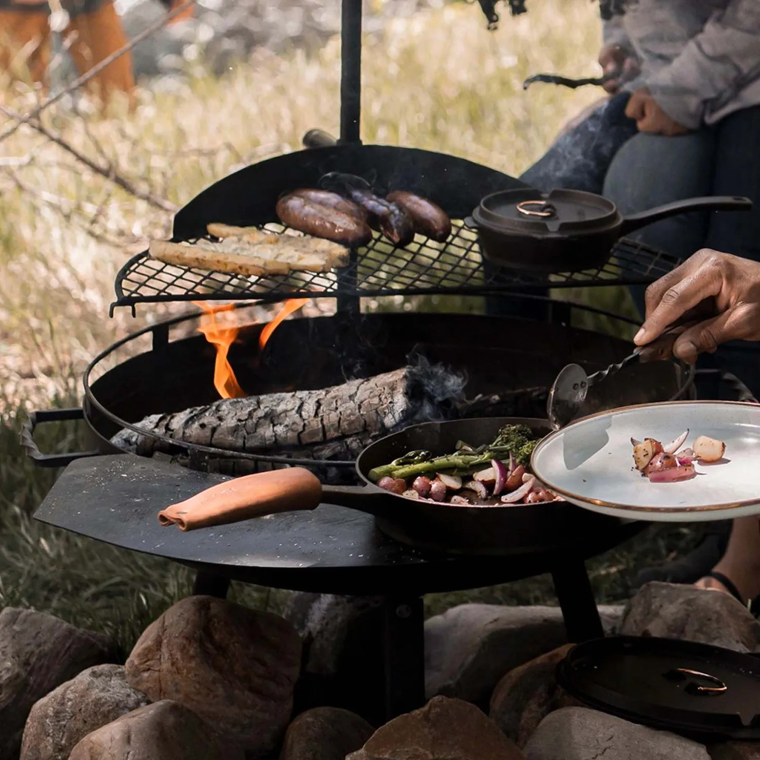 Bare Bones Living Cowboy Fire Pit Grill Side Table zijtafel staal