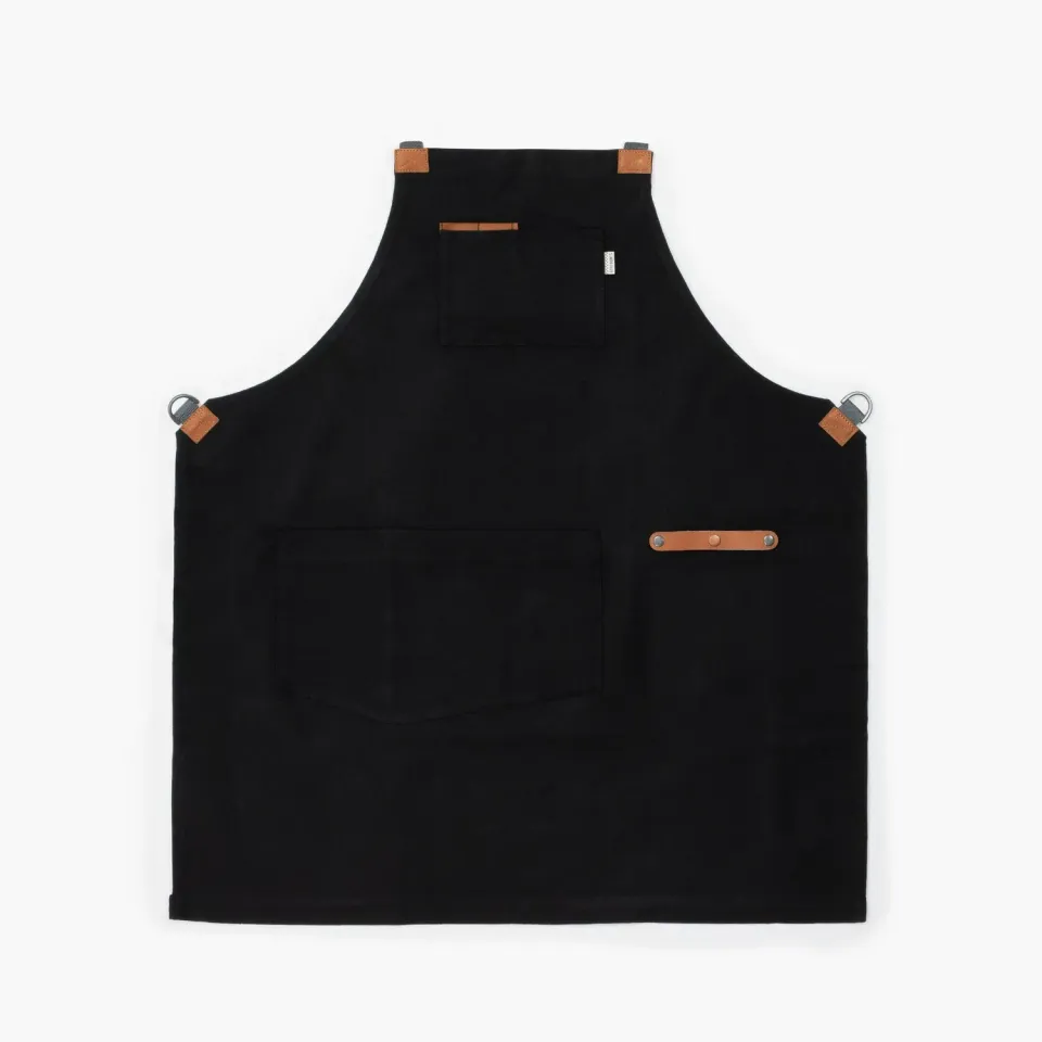 Bare Bones Living Classic Crossback Apron schort zwart canvas