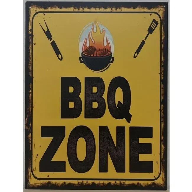 Sartons BBQ Zone wandbord 33x25 cm metaal