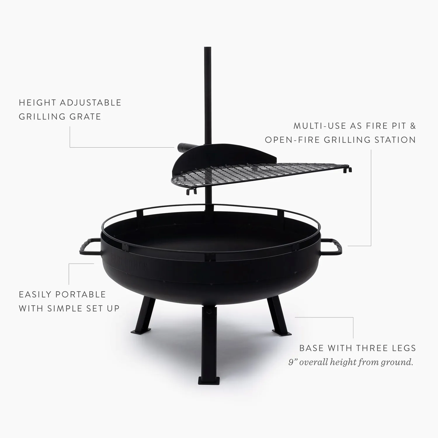 Barebones Cowboy Fire Pit Grill 23 inch houtskool