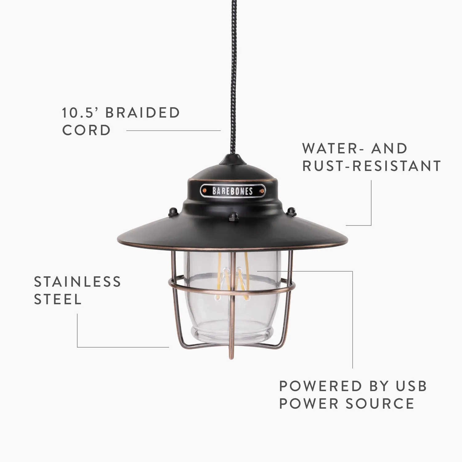 Bare Bones Living Outpost hanglamp antique bronze USB-C