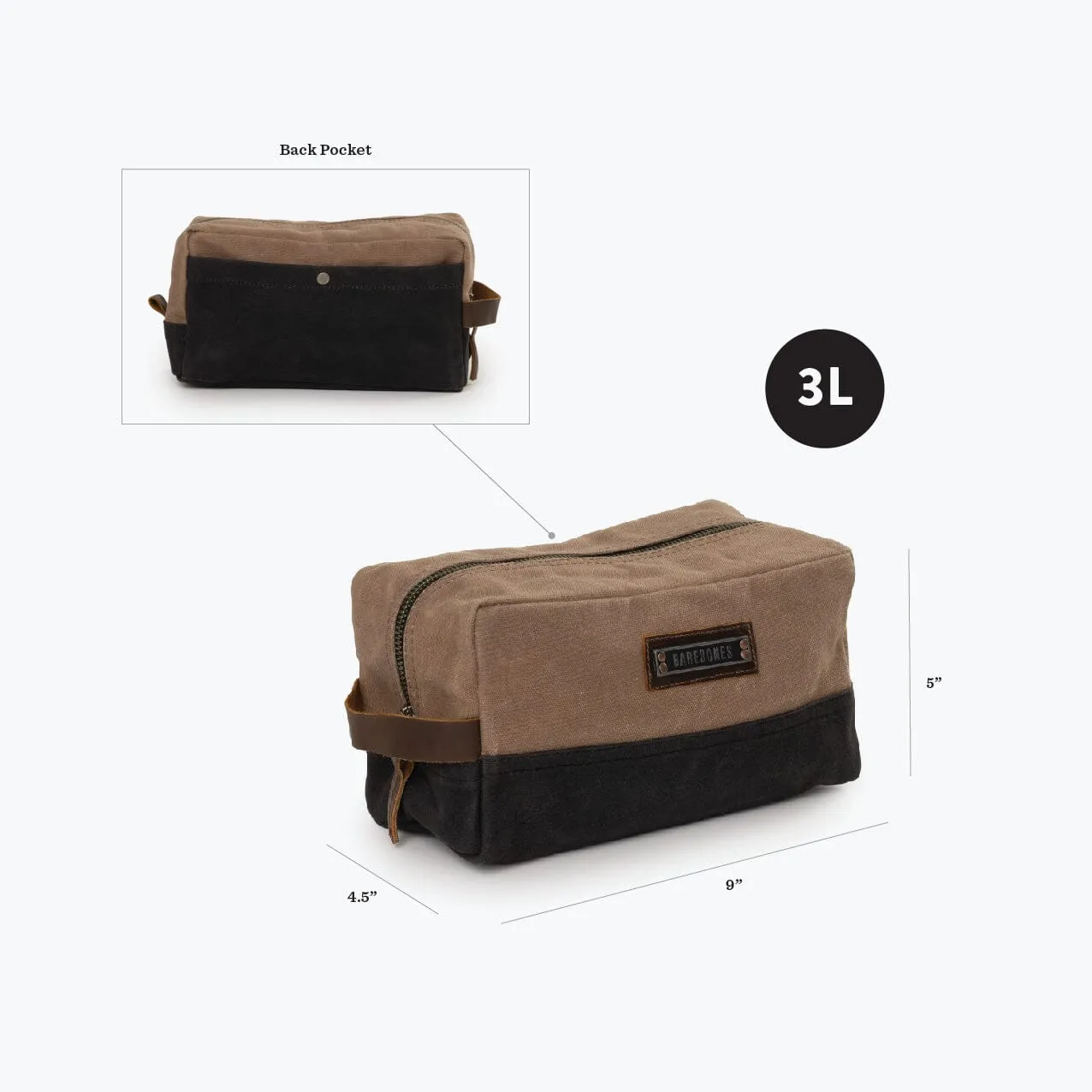 Barebones Neelum 3L toilettas khaki canvas