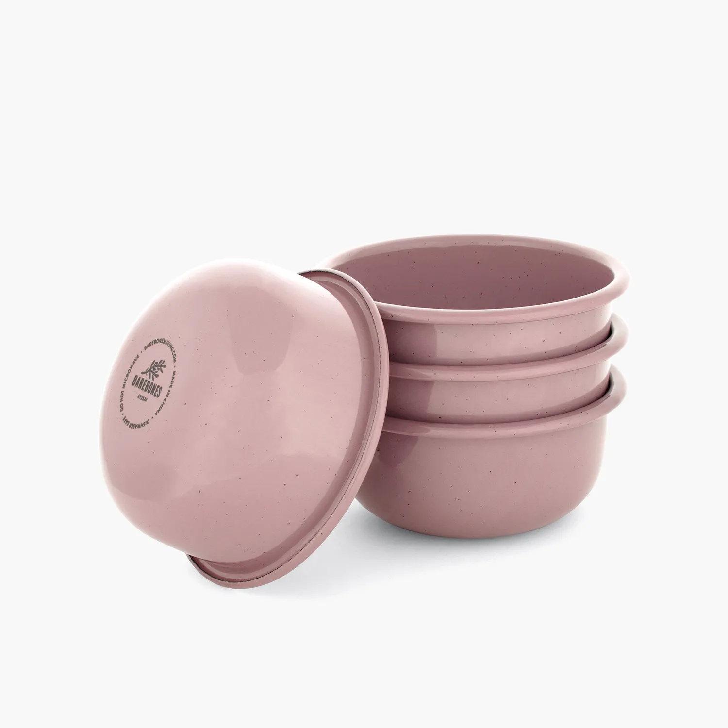 Bare Bones Living Rolled Enamelware slabak dusty rose set