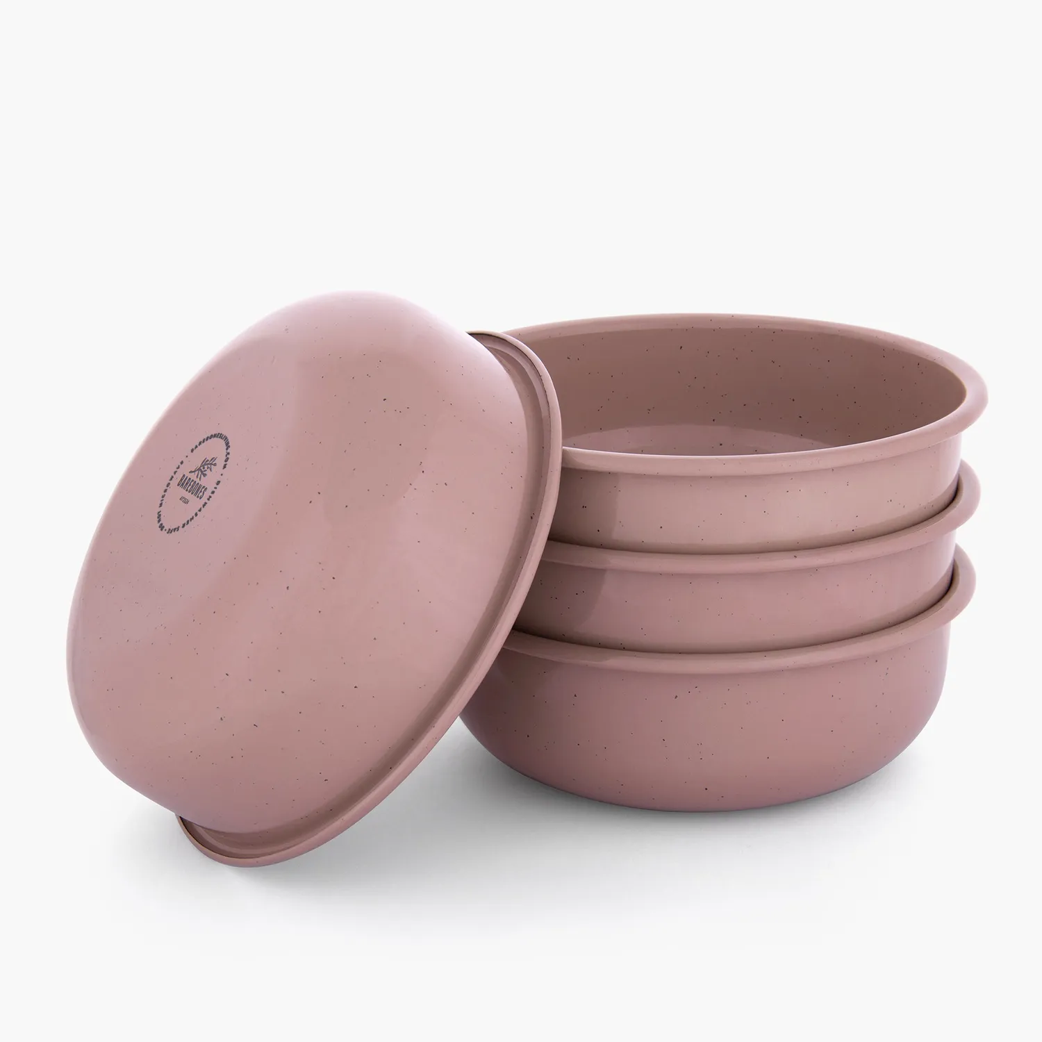 Bare Bones Living Rolled Enamelware Bowl Set Dusty Rose