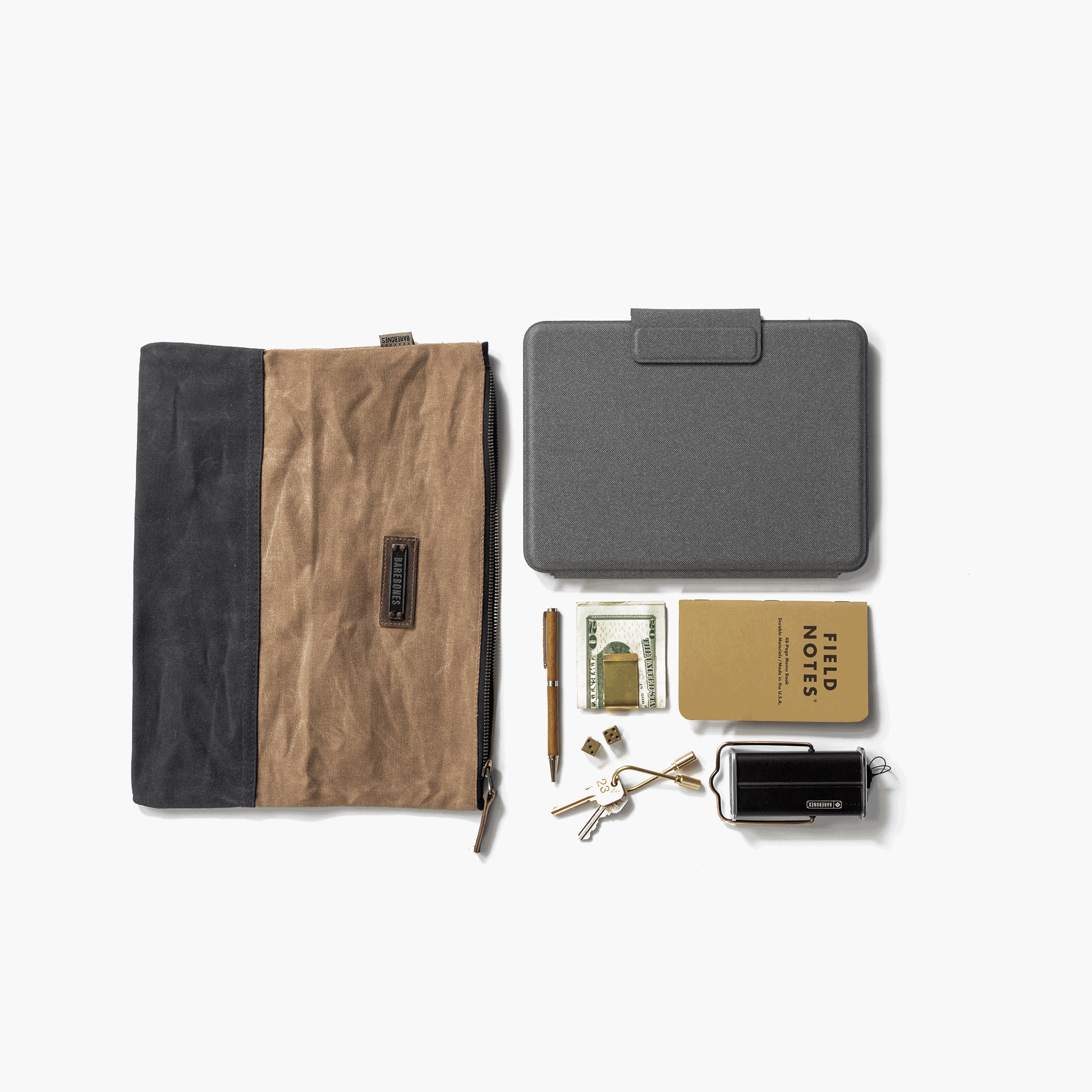 Bare Bones Living Neelum etui Khaki waxed canvas Large