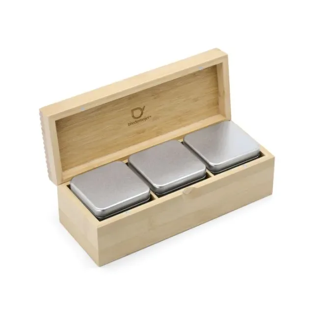 Sartons theedoos bamboe met 3 blikjes compact