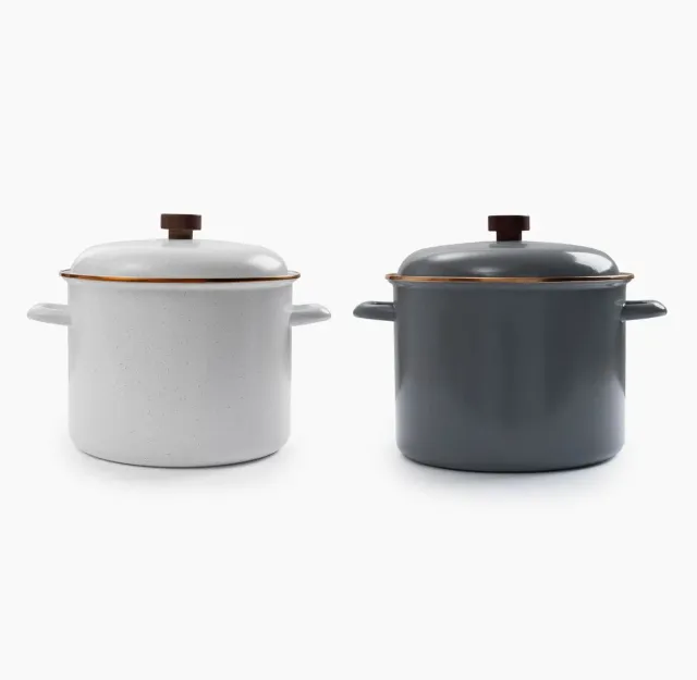 Bare Bones Living Enamel Stock Pot soeppan Eggshell emaille