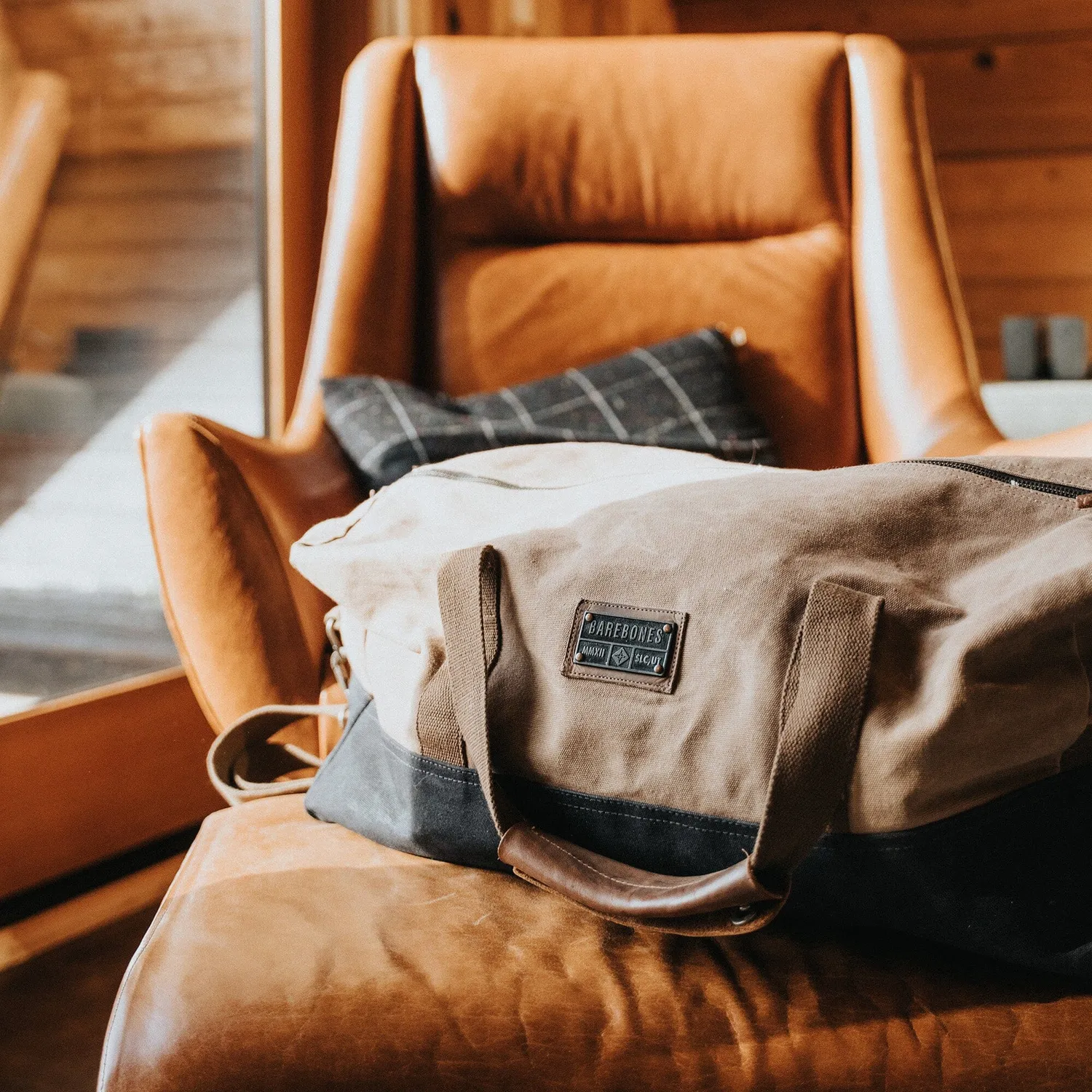Bare Bones Neelum Duffel weekendtas Khaki waxed canvas
