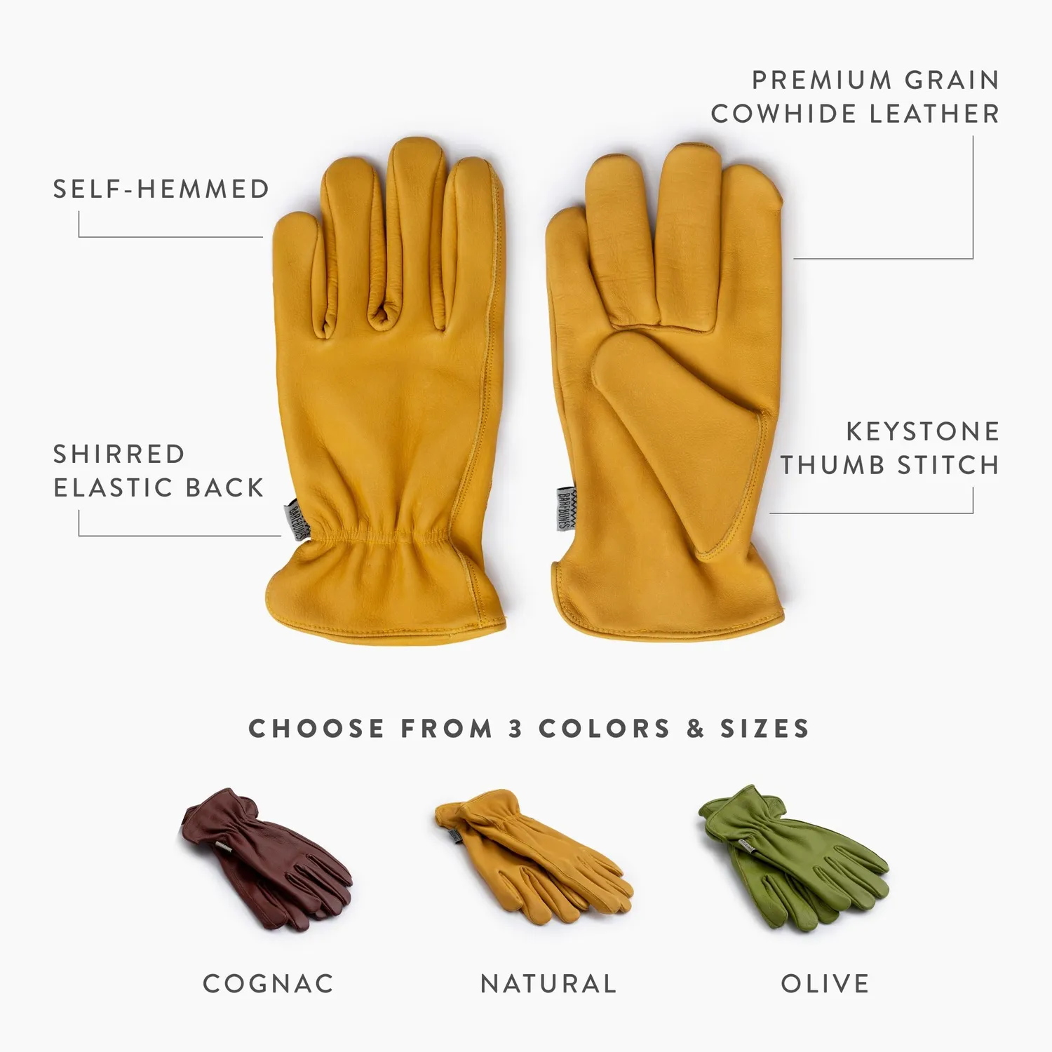 Barebones Classic Work Glove werkhandschoenen Cognac XL