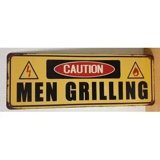 Sartons Caution Men Grilling wandbord 36 x 10 cm