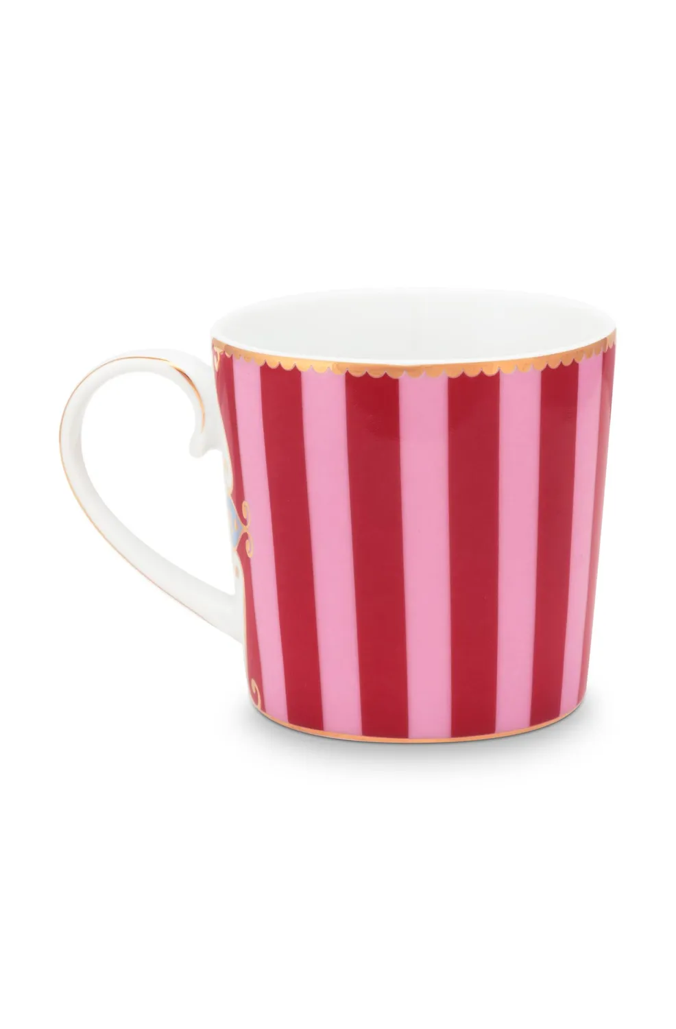 Sartons Love Birds small stripes mok medaillon rood-roze 150 ml