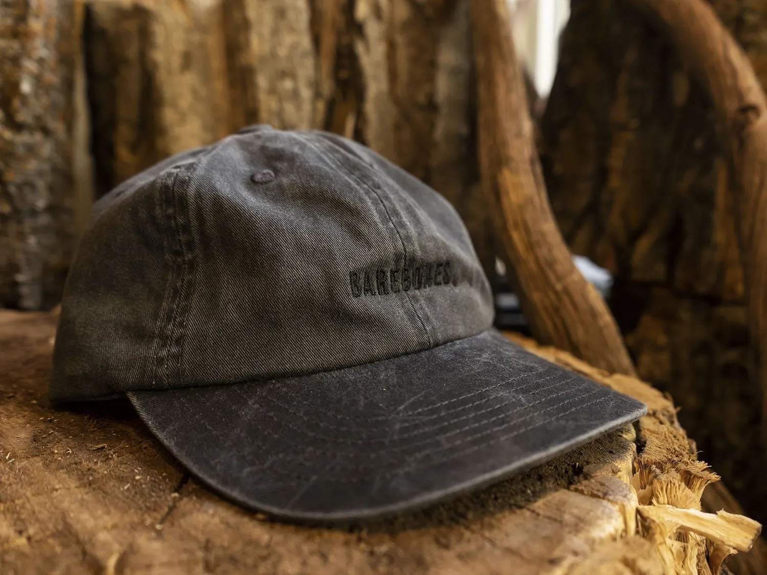 Bare Bones Dad Hat Pet Black Wash katoen verstelbaar