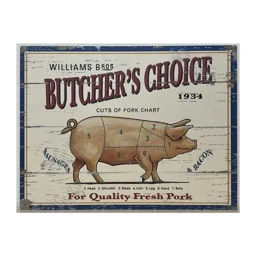 Sartons Butcher's Guide Varken wandbord 33x25cm