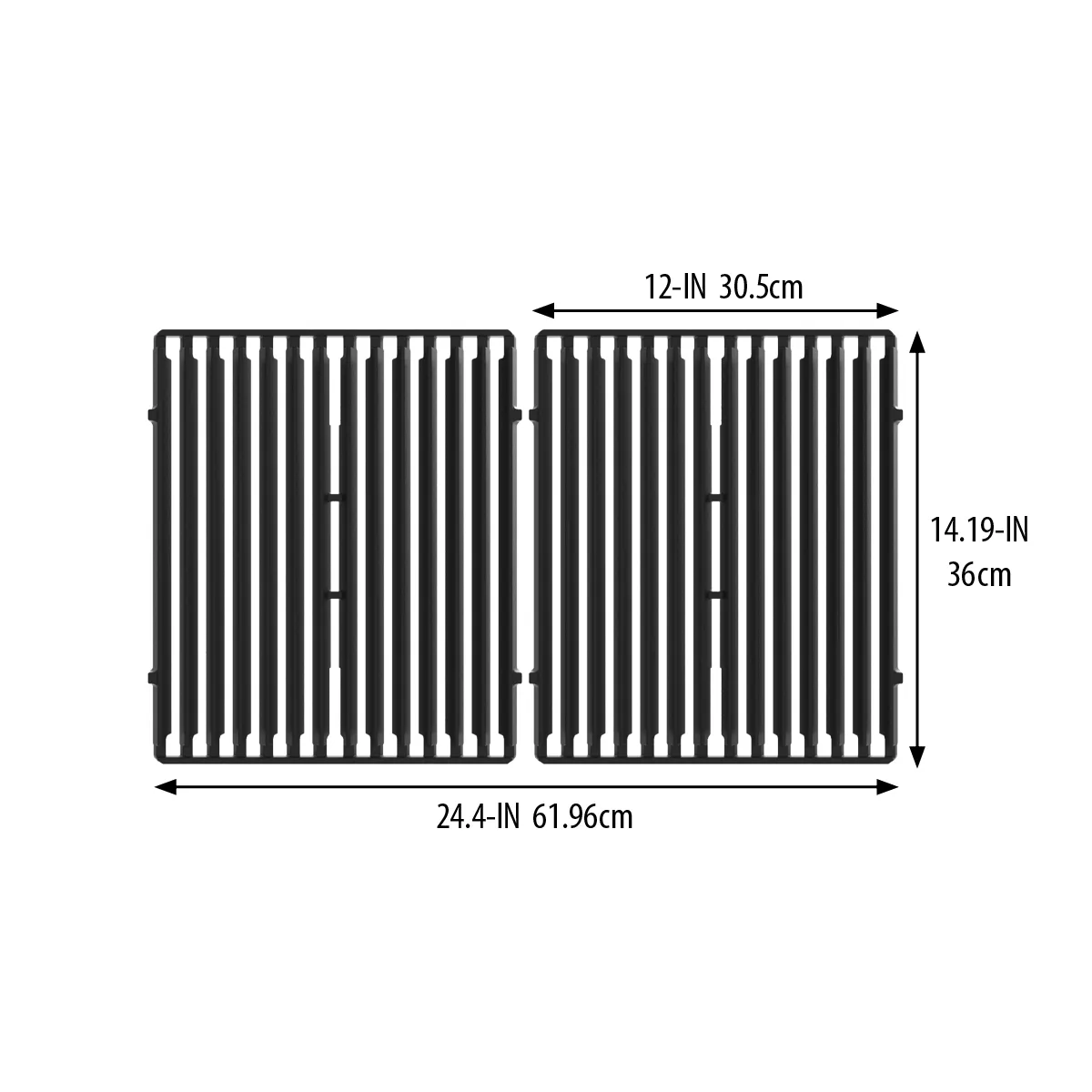 Broil King 14.2 x 12.25 gietijzeren grillrooster 2 stuks omkeerbaar