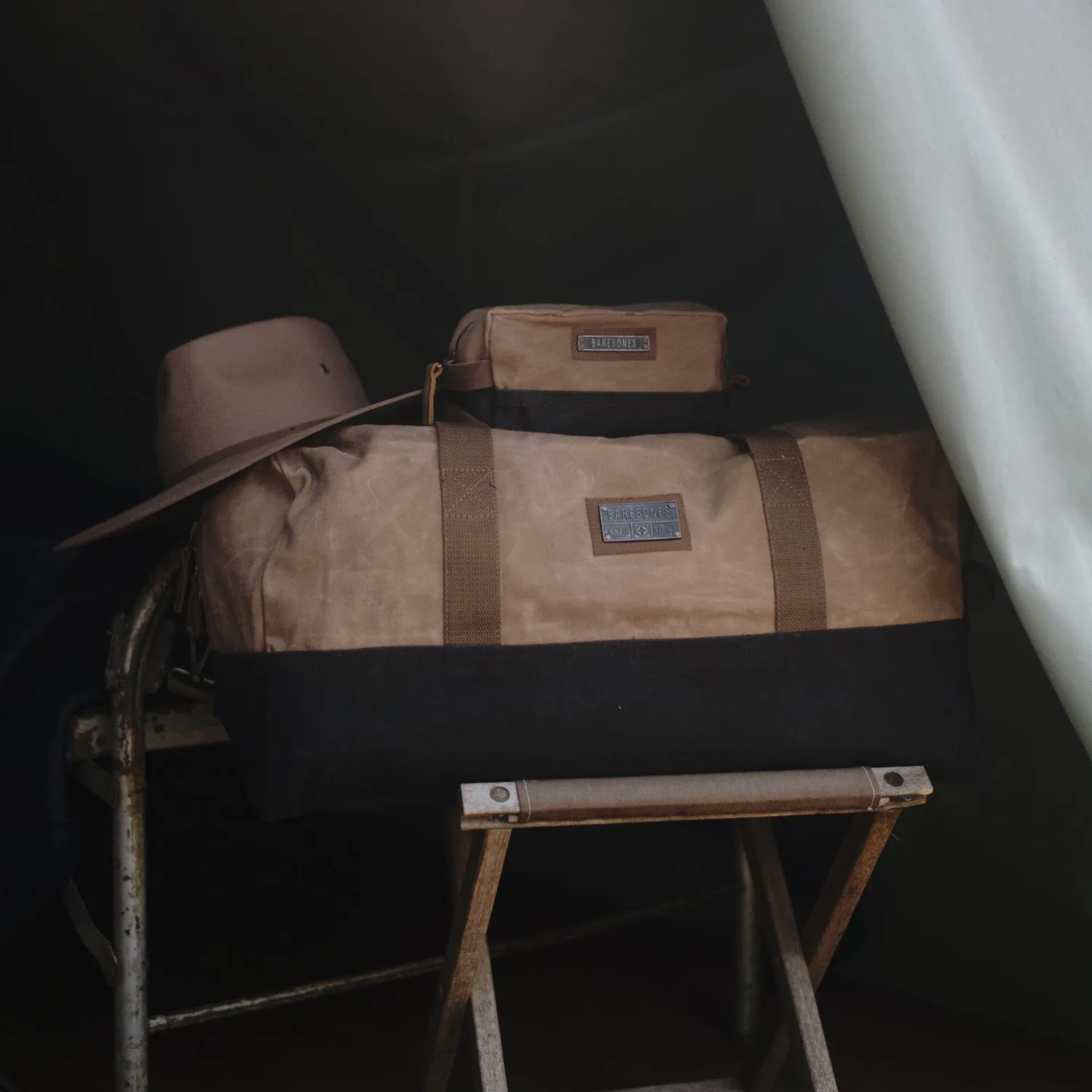 Bare Bones Neelum Duffel weekendtas Khaki waxed canvas