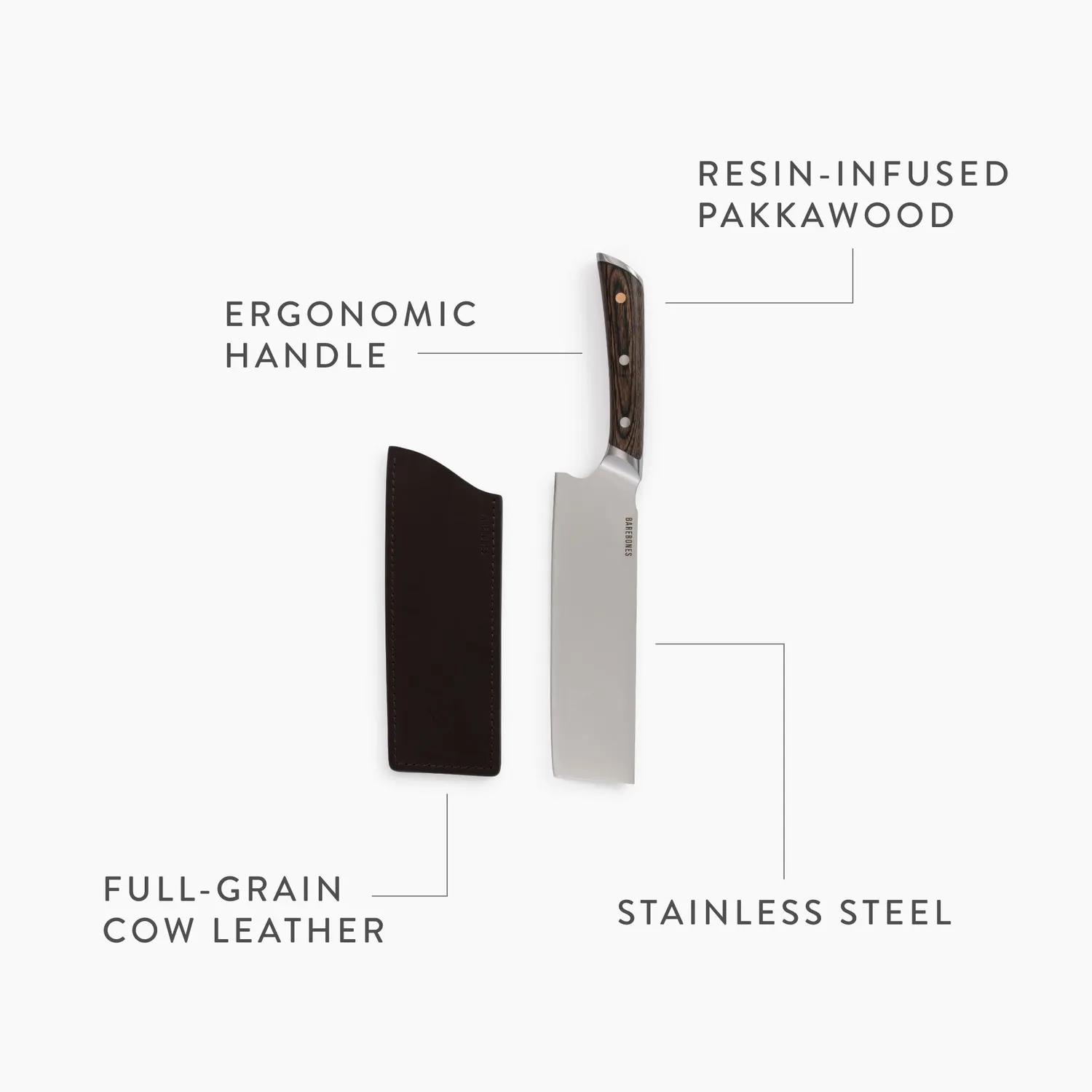 Bare Bones Living No. 7 Nakiri mes pakkahout schede