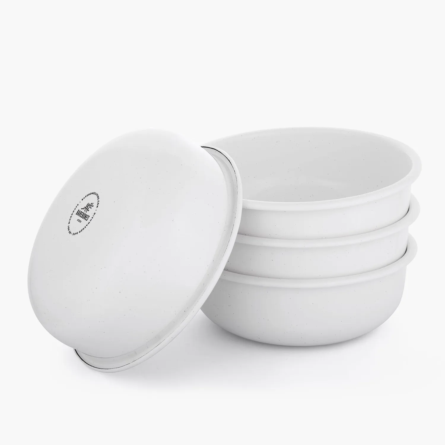 Bare Bones Living Rolled Enamelware Bowl Set emaille kommen Soft White