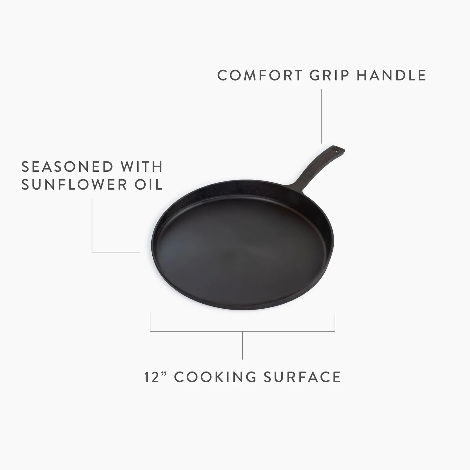 Bare Bones Living Skillet Griddle gietijzeren pan 12 inch