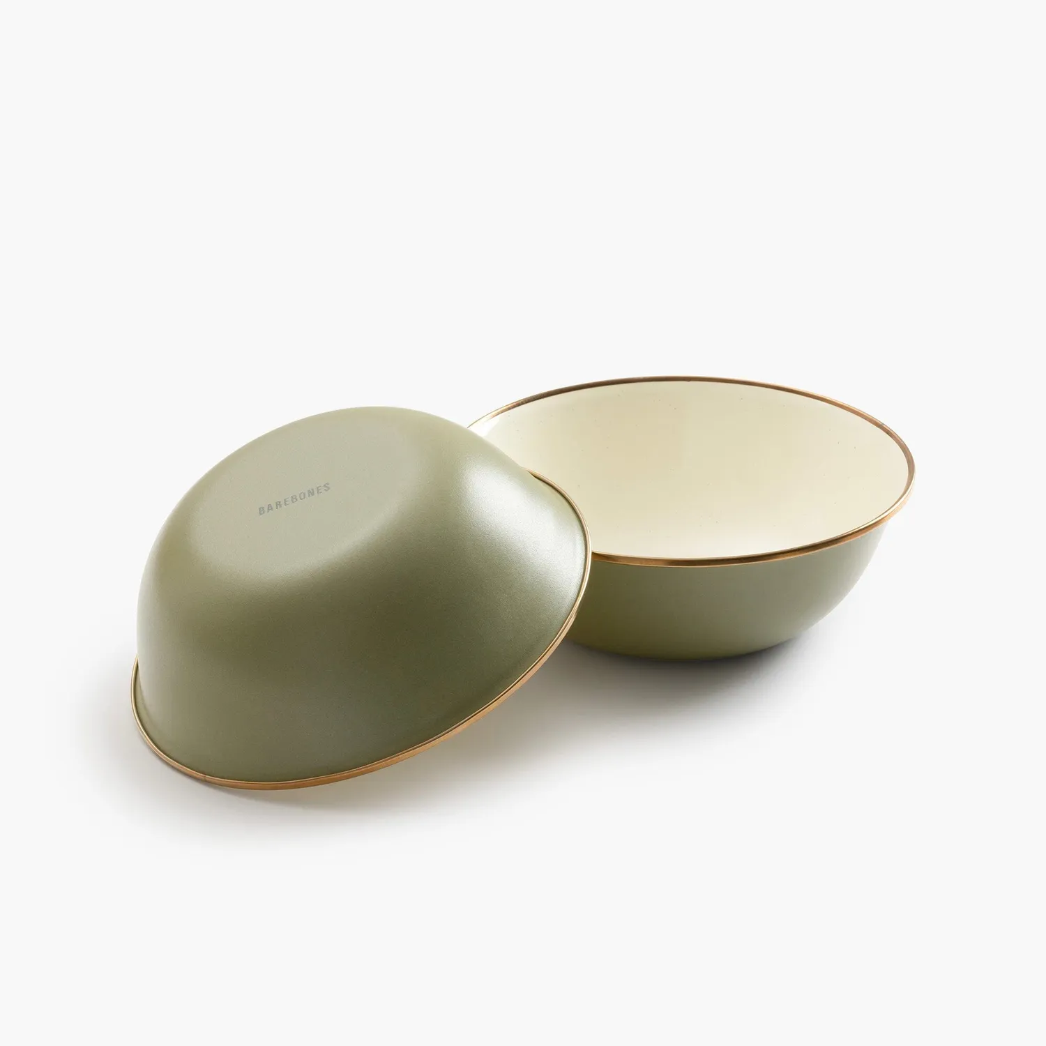 Bare Bones Enamelware 2-Tone mokken 2 stuks olijfgroen emaille