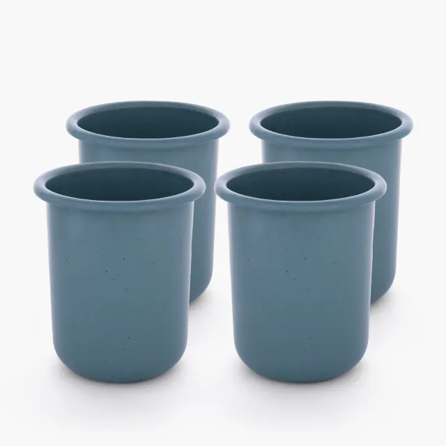 Bare Bones Living Rolled Enamelware beker smoky blue set