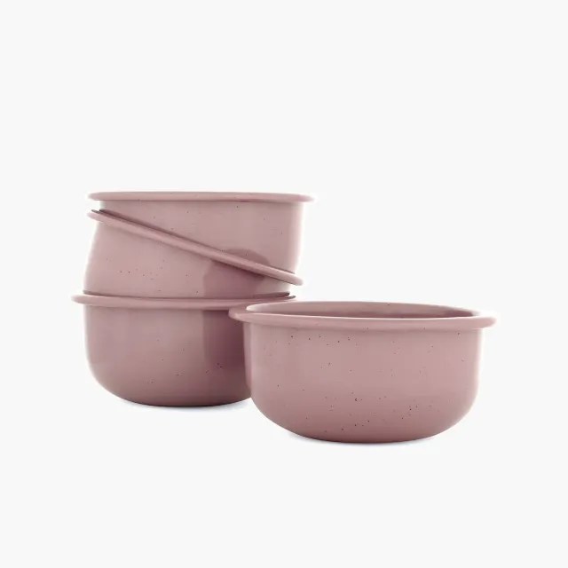 Bare Bones Living Rolled Enamelware Side Bowl Set soft white 2-delig