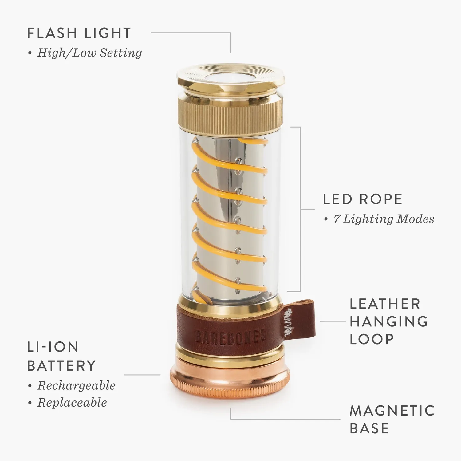 Bare Bones Living Edison Light Stick lantaarn Brass 7 standen
