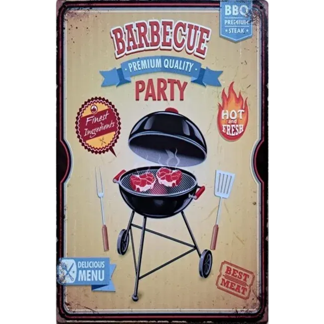 Sartons Barbecue Party wandbord 25x33cm metaal
