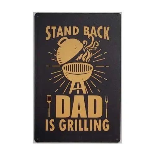 Sartons Stand Back Dad is Grilling wandbord 30x20 cm metaal