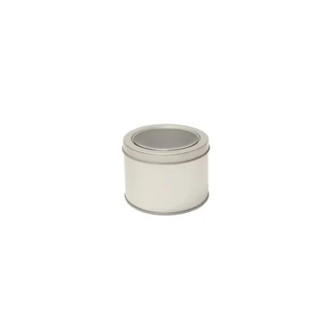 Sartons rond theeblik zilver met glas