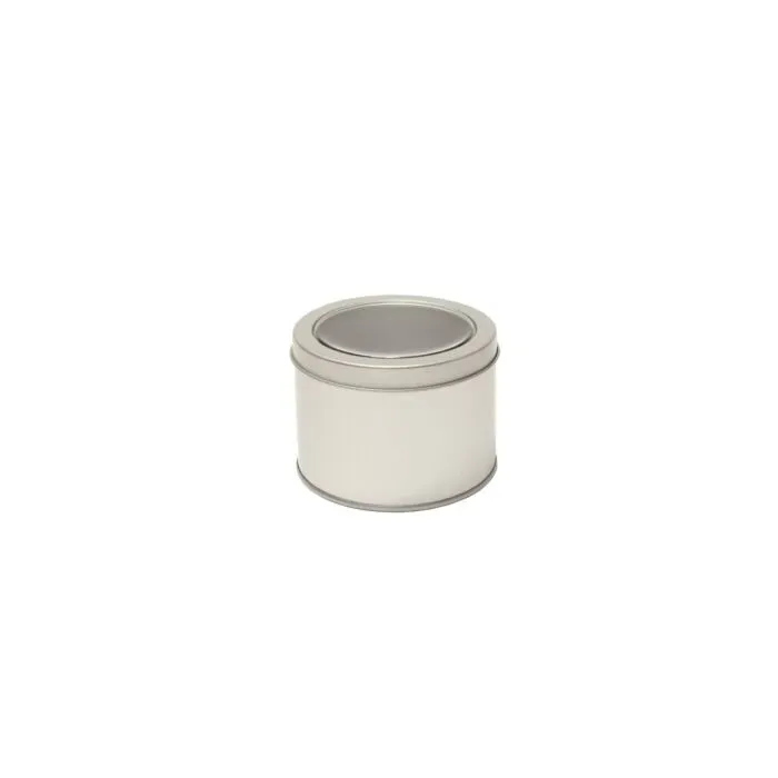 Sartons rond theeblik zilver met glas