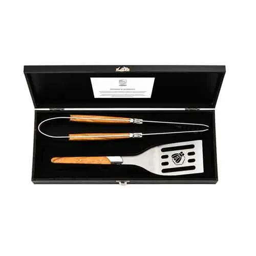 Luxury Line BBQ set olijfhout 3-delig tang