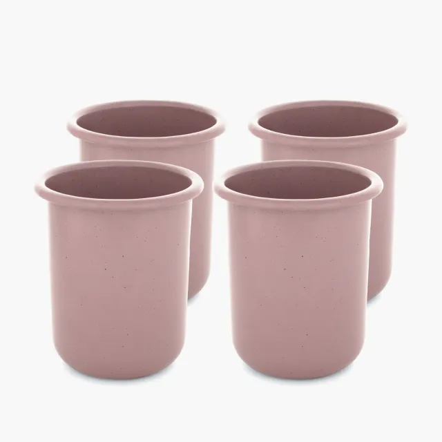 Bare Bones Living Rolled Enamelware Cup mokkenset Dusty Rose emaille