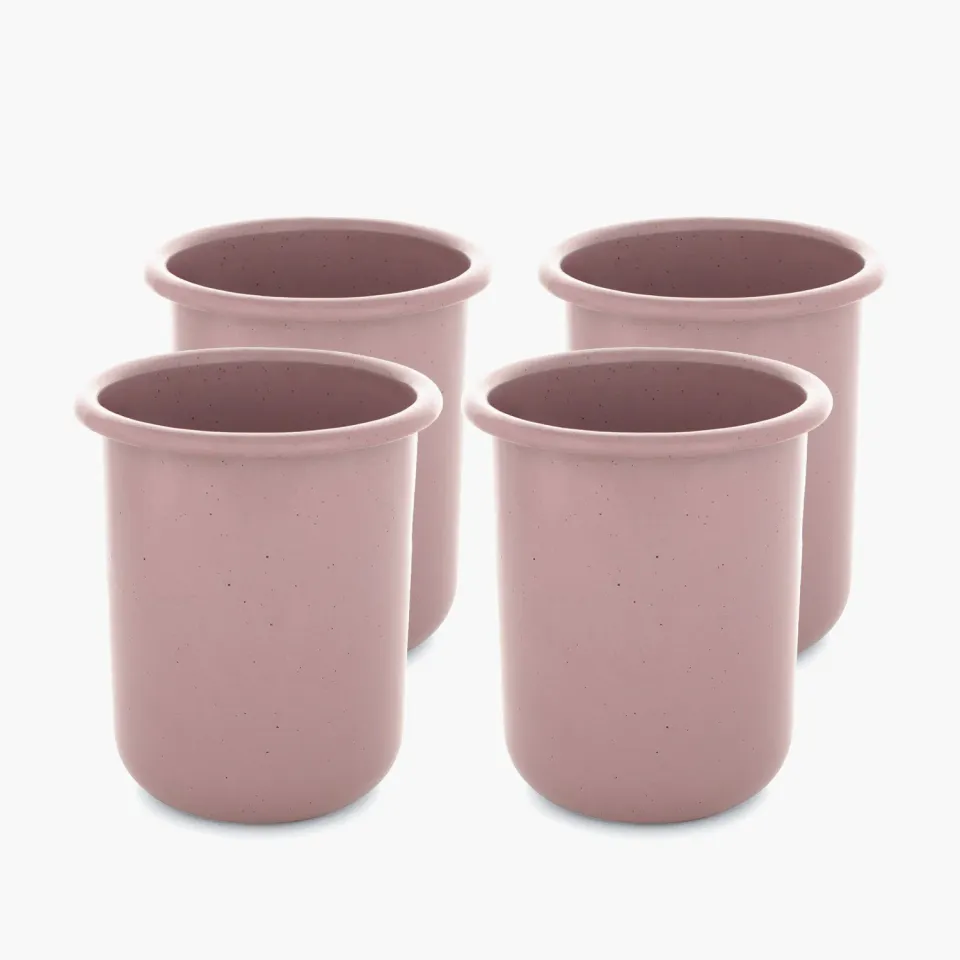 Bare Bones Living Rolled Enamelware Cup mokkenset Dusty Rose emaille