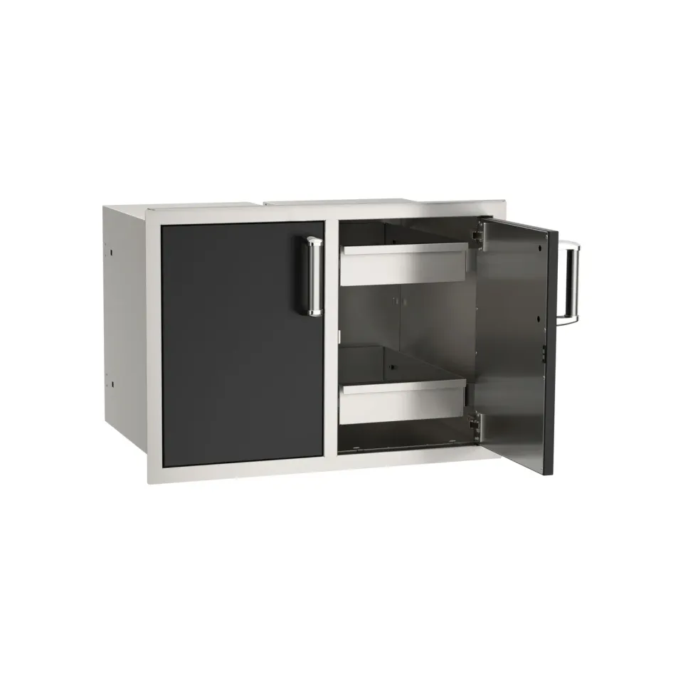 Fire Magic Black Double Door Dual Drawers buitendeur zwart