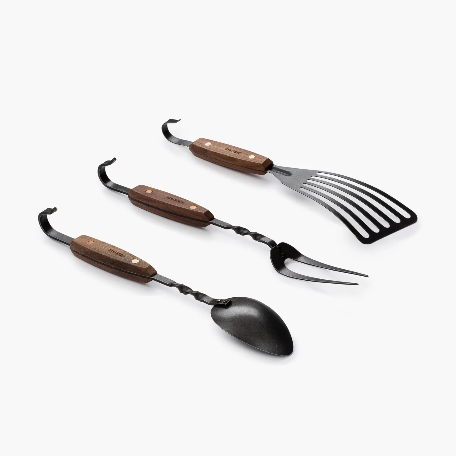 Bare Bones Essential Grilling Tools bbq-set 3-delig rvs walnoot
