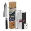Konro Kotai Santoku mes 18 cm met bamboe doos hamerslag