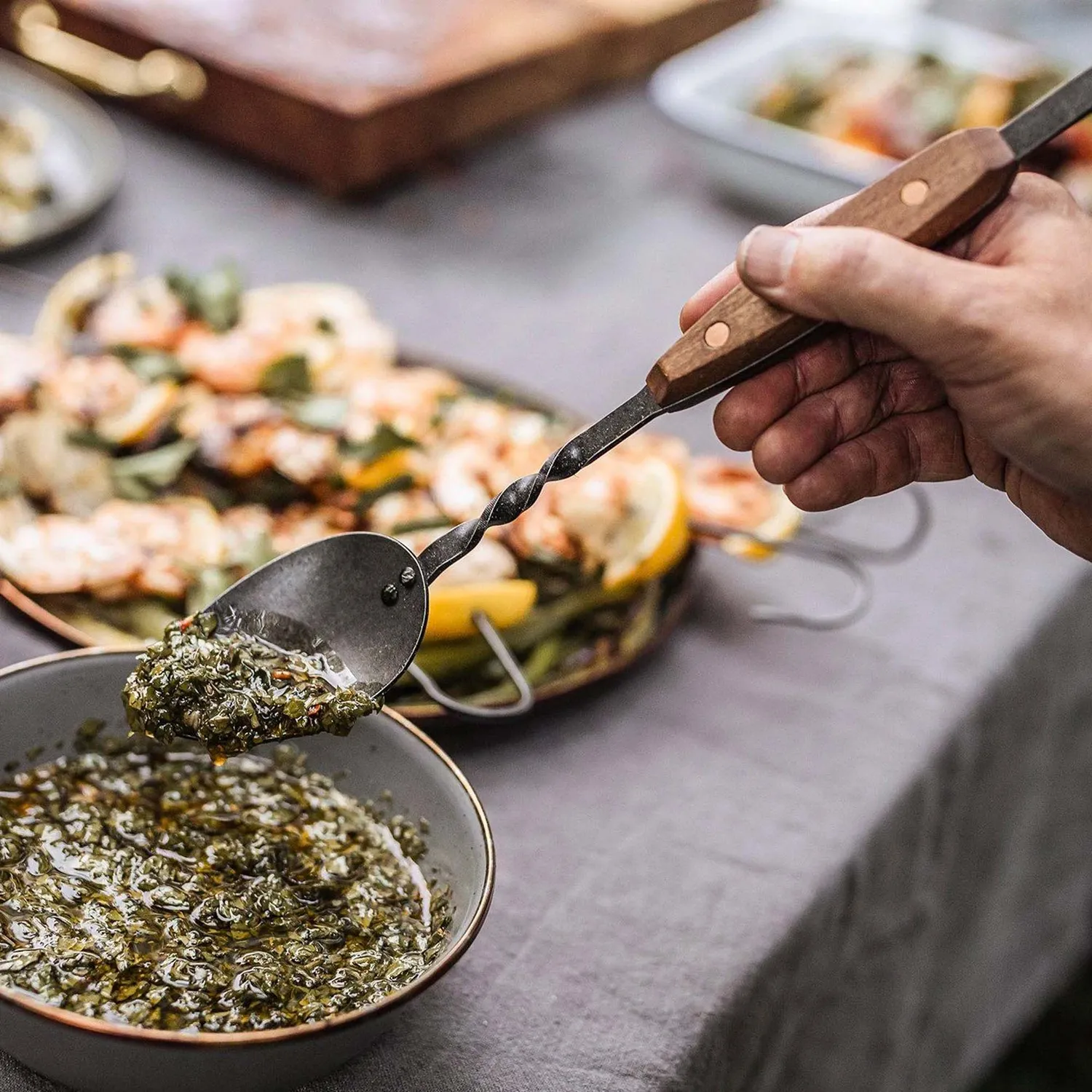 Bare Bones Living Cowboy Grill Chef Spoon bbq-lepel walnoot