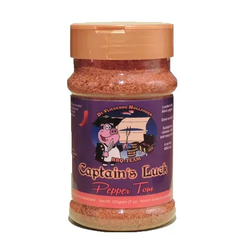 Captain's Luck Pepper Tom BBQ Rub 200 gram pittig